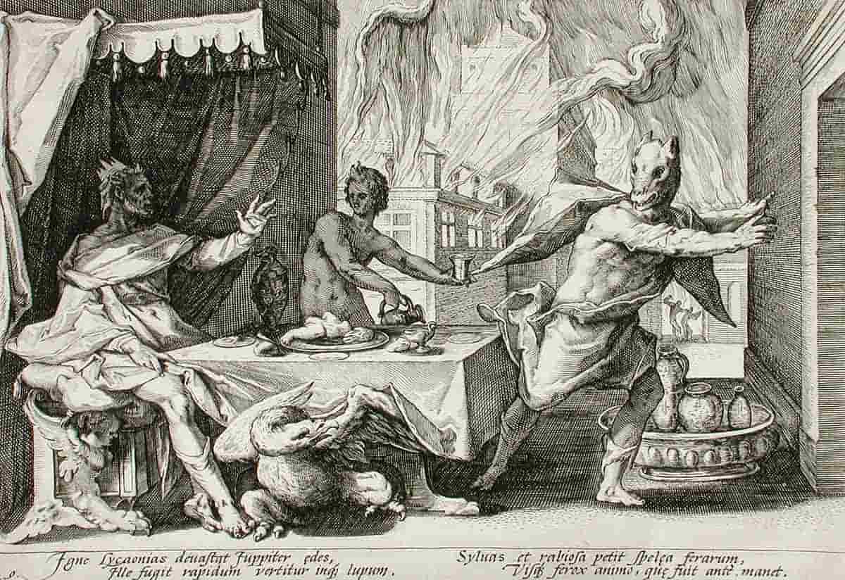 goltzius lycaon transformed engraving
